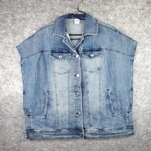 Chico's Denim Ruana Vest Womens S / M Batwing Cape Split Side Poncho